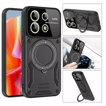 Для Xiaomi Redmi Note 13 Pro 5G Магнитный чехол Magsafe для беспроводной зарядки для Redmi Note13 Note 13Pro 5G Чехол-подставка с кольцом-держателем RM Note 13 Pro 5G чёрный