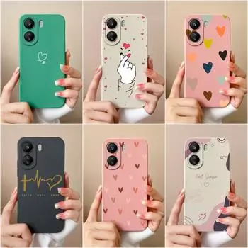 Для Xiaomi Redmi Note 13 Pro + K60 Ultra 13R K70 Pro K70E 13C чехол Модный защитный чехол с сердечком любви матовый жидкий мягкий силиконовый ТПУ для бамперов Redmi redmi 13C 4G