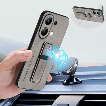 Для Xiaomi Redmi Note 13 Pro + Plus силиконовый чехол из овчины для Redmi Note13 4G 13R Pro 12 Turbo 12pro с магнитным держателем, матовый бампер Redmi Note 13 4G чёрный