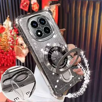 Для Xiaomi Redmi Note 14 13 12 11 10 9 Pro 14C 12C 13C 10C 9C 9T Противоударный чехол Блестящий Магнитный держатель-подставка Чехол-браслет Redmi Note 14 Pro 5G (Global)