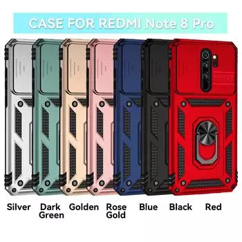 Для Xiaomi Redmi Note 8 Pro бронированный чехол для телефона Защита объектива камеры металлическое кольцо-подставка противоударный чехол Redmi Note 8 Pro розового золота