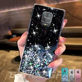 Для Xiaomi Redmi Note 9S 9 Pro Max красочные блестящие звезды мягкие чехлы для телефонов для Xiaomi Redmi 9A 9C 9 AC Redmi9 прозрачная задняя крышка из ТПУ Fundas Redmi Note 9 Pro Max чёрный