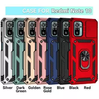 Для Xiaomi Редми Примечание 10 (4G)/Xiaomi Poco M5s Бронированный чехол для телефона Защита объектива камеры Металлическое кольцо-подставка Противоударный чехол Xiaomi Poco M5s розового золота
