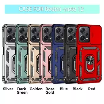 Для Xiaomi Редми Примечание 12 (5G)/ Xiaomi Poco X5 Бронированный чехол для телефона Защита объектива камеры Металлическое кольцо-подставка Противоударный чехол Redmi Note 12 (5G) розового золота