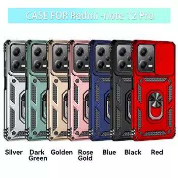 Для Xiaomi Редми Примечание 12 Про (5G)/ Xiaomi Poco X5 Pro бронированный чехол для телефона Защита объектива камеры Металлическое кольцо-подставка Противоударный чехол Redmi Note 12 Pro (5G) розового золота