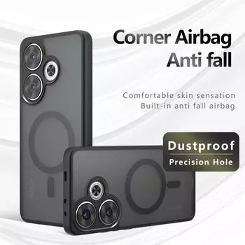 Для Xiaomi Redmi Turbo 3 Turbo3 матовый противоударный чехол TPU с защитой от отпечатков пальцев, магнитный, устойчивый к падениям, не желтеющий, задняя крышка Turbo 3 прозрачный черный