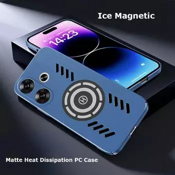 Для Xiaomi Redmi Turbo 3 Turbo3 Rock Sand Ice Магнитное рассеивание тепла Матовый чехол для ПК с защитой от отпечатков пальцев Дышащий охлаждающий чехол в виде ракушки Turbo 3 чёрный