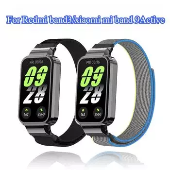 Для Xiaomi Smart Band 9 Active Strap Nylon Loop Wristband Bracelet Для Redmi band 3 Smart Watch Band Correa Belt Accessories чёрный