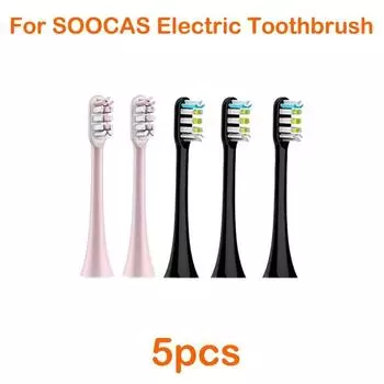 Для Xiaomi Soocas Насадка для щетки X3 X5 X3u X1 V1 V2 Soocare Сменная головка с щетиной Звуковые электрические насадки с пылезащитной крышкой для очистки 2 pink 3 black