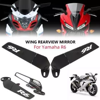 Для YAMAHA YZF R6 R1 R25 R3 R125 R15 2025 Аксессуары для мотоциклов Зеркало Модифицированное Ветровое Крыло Регулируемые Вращающиеся Зеркала Заднего Вида