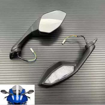 Для Yamaha YZF R6 YZF-R6 2017 2018 2019 2020 2021 YZF R1 YZFR1 2015-2021 Мотоцикл складные светодиодные поворотники зеркала заднего вида чёрный