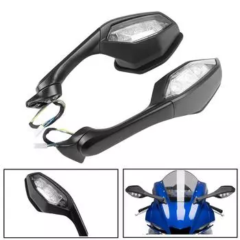 Для Yamaha YZF R6 YZFR6 15-2025 YZF R1 YZFR1 YZF-R1 складное зеркало для мотоцикла светодиодные указатели поворота заднего вида зеркала заднего вида чёрный