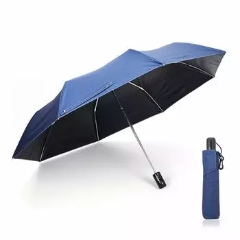 Для защиты от дождя и автоматической безопасности для 58 PU степени затемнения или складной 1-го класса JP Komiya однотонный блеск, открывающийся/закрывающийся, тип, мужской, см, пальто, тёмно-синий