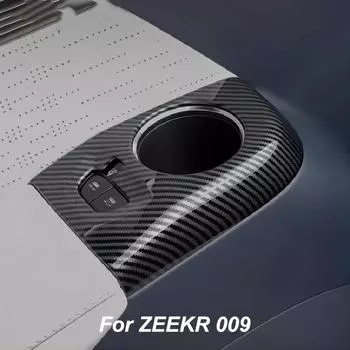 Для ZEEKR 009 2023 углеродное волокно Стиль чашка для воды панель рамка крышка третий ряд декоративная наклейка наклейка чёрный