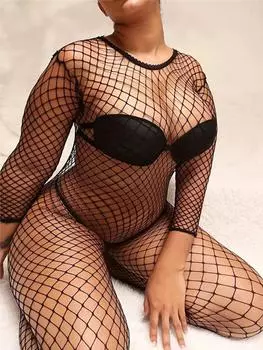 Для женщин чулки для всего тела одежда женское сексуальное обтягивающее нижнее белье прозрачный соблазнительный комбинезон эротический рыболовная сеть боди костюм XXL