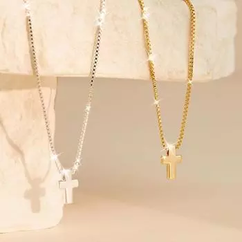 Для женщин и девочек модные подарки крестик для женщин, изящные золотые ожерелья серебряный маленький крестик кулон вера ожерелье золотой