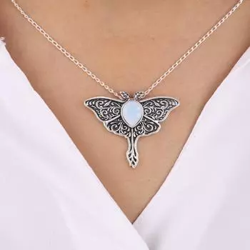 Для женщин Подарок Молочный Опал Драгоценный камень 925 Стерлинговое серебро Ювелирные изделия Бохо Подвеска 1.2 CP-31-17