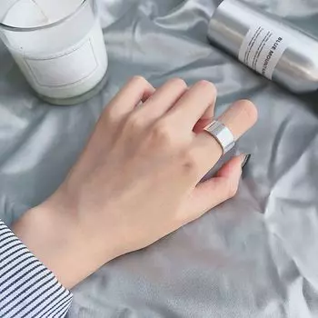 для женщин Простой широкий гладкий регулируемый палец кольцо на костяшку кольцо на большой палец ювелирные изделия модные аксессуары серебряный