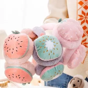 Для женщин теплые плюшевые наушники с рисунком фруктов милые детские наушники с рисунком фруктов F