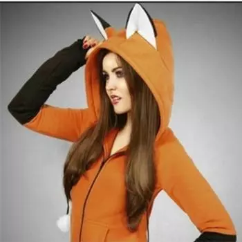 Для женщин толстовка косплэй лиса аниме пуловер костюм толстовки с животными для взрослых комбинезон унисекс нарядное платье S оранжевый