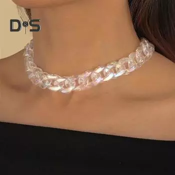 Для женщин-вечеринок прозрачное преувеличенное ожерелье изысканный круглый дизайн из смолы ожерелье прозрачный