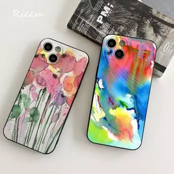 ДЛЯ IPhone 14 Красочный акварельный абстрактный художественный мягкий чехол на заказ для Iphone 14 11 12Pro 8 7 Plus X 13Pro MAX SE2020 XR XS Чехлы iphone XR