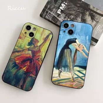 ДЛЯ IPhone 14 Love Art Балет Гимнастика Картина Маслом Мягкий Чехол для Iphone 14 11 12Pro 8 7 Plus X 13Pro MAX SE2020 XR XS Чехлы iphone 12