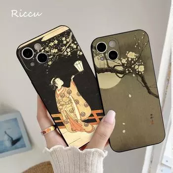 ДЛЯ iPhone 14 Ukiyo-e японский стиль искусства мягкий чехол для iPhone 14 11 12 Pro 8 7 Plus X 13 Pro MAX SE2020 XR XS RICCU мягкие чехлы iphone XR