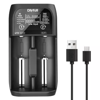 Dlyfull Многофункциональное быстрое зарядное устройство 18650 Мини литиевое зарядное устройство с ЖК-дисплеем 14500 18350 26650 21700 18650 Зарядное устройство совместимо с литием 18650