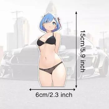 DM04#15 см Милая и живая синяя короткошерстная девушка из комиксов Виниловая наклейка на автомобиль Водонепроницаемая виниловая наклейка Аксессуары для автомобиля Декор 6x15cm