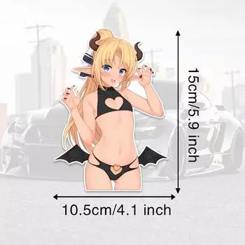 DM12#15см Игривая аниме-девушка с гримасой Виниловая наклейка на автомобиль Водонепроницаемая виниловая наклейка Аксессуары для автомобиля Декор 10.5x15cm