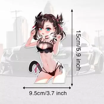 DM20#15 см живая и милая двойная хвостик аниме девушка виниловая наклейка на автомобиль водонепроницаемая виниловая наклейка автомобильные аксессуары декор 9.5x15cm