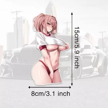 DM24#15 см застенчивая аниме розоволосая девушка в школьной форме виниловая наклейка на автомобиль водонепроницаемая виниловая наклейка автомобильные аксессуары декор 8x15cm