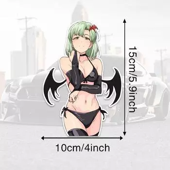 DM44#15 см игривая и милая аниме черная девушка с крыльями виниловая наклейка на автомобиль водонепроницаемая виниловая наклейка автомобильные аксессуары декор 10x15cm