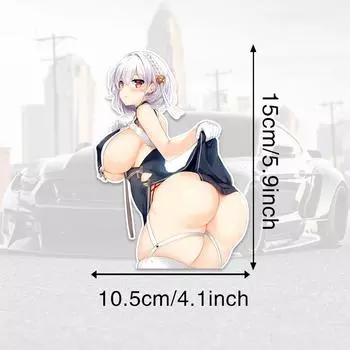 DM48#15 см застенчивая серебристоволосая аниме-девушка спиной к тебе виниловая наклейка на автомобиль водонепроницаемая виниловая наклейка автомобильные аксессуары декор 10.5x15cm