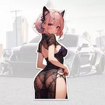 DM82#6x15см Милая аниме-девушка в чонсаме Виниловая наклейка на автомобиль Водонепроницаемая виниловая наклейка Аксессуары для автомобиля Декор 6x15cm