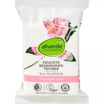 DM Alverde Nature Organic Wild Rose Очищающие салфетки 25 шт.