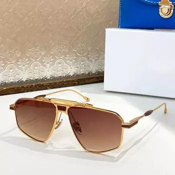 DML003 Alloy High Street Square Sunglasses Gradient Men and Women Fashion Uv400 High Quality Luxury Eyeglasses with Case As pictures