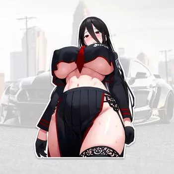 DN14#10.5x15см Холодная аниме-девушка смотрит на тебя сверху вниз Виниловая наклейка на автомобиль Водонепроницаемая виниловая наклейка Аксессуары для автомобиля Декор 10.5x15cm