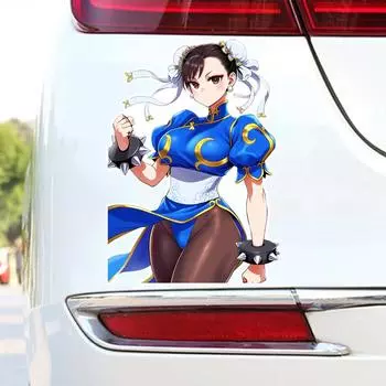 DN96#15см крутая аниме кунг-фу девушка виниловая наклейка на автомобиль водонепроницаемая виниловая наклейка автомобильные аксессуары декор 11x15cm
