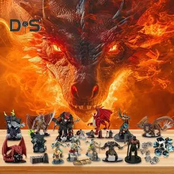 DND Адвент Календарь 2024 Случайные Многогранные Кубики Календарь обратного отсчета 24 Дня Рождественские Миниатюры DND Фигурки Набор для Детей И Взрослых A