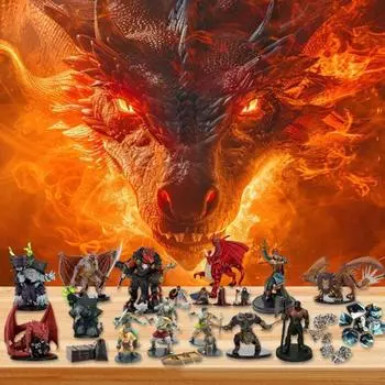 DND Адвент Календарь 2024 Случайные Многогранные Кубики Календарь обратного отсчета 24 Дня Рождественские Миниатюры DND Фигурки Набор для Детей И Взрослых