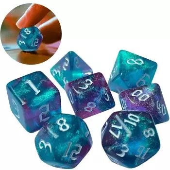DND Cube Dice RPG Dice Удивительные цвета Смешивание фэнтезийный эффект звездного света Уникальные стили шрифтов Набор кубиков для настольных игр CHINA