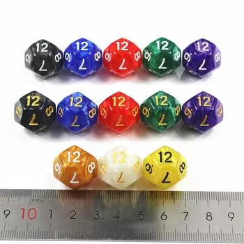 DND D12 Dice 10 Pieces 12 Sided Dice Polyhedral Dice Set Marble Game Dice for RPG D&D Accessories Table Board Role Playing Game Dice Blue white ink