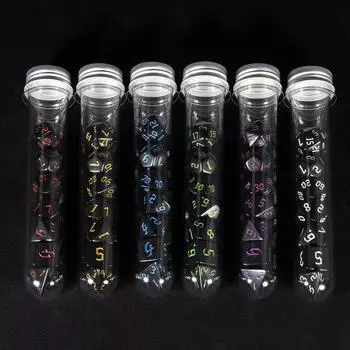 DND Dice 7pcs/set Polyhedral Dice Set with Tube for DND Game Entertainment Tabletop Board Accessories белый