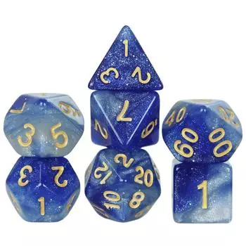 DND Dice 7pcs Universe Starry Night Theme Dice Polyhedral Dice for RPG Role Playing Game DnD Game Accessories orange black
