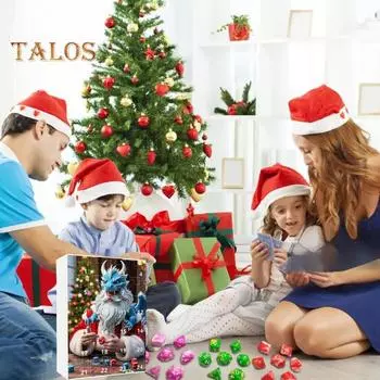 DND Dice Адвент-календарь 2024 Акриловые разноцветные многогранные игральные кости Набор для геймеров Ролевые игры 24-дневный рождественский календарь обратного отсчета A