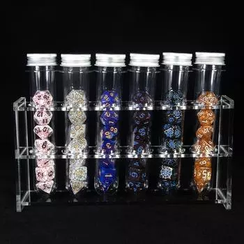 DND Game Dice Silkprinted Spider Web Design Dice D4-D20 42pcs Polyhedral Dice Set for RPG Board Game, 6 Sets Dices with 6pcs Tube, 1pc Tube Rack