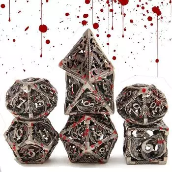 DND Metal Game Dice Set Glitter Edge and Number 7 шт. Набор для настольных игр Dungeons and Dragons RPG MTG D4 D6 D8 D10 D12 D20 красный