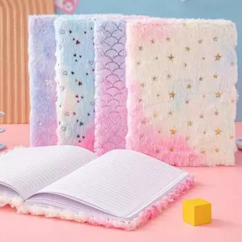 Дневник для девочек, блокнот с рисунком радужного сердца, плюшевый журнал с замком, формат А5, секретный дневник, вышивка, письмо, блокнот для рисования C